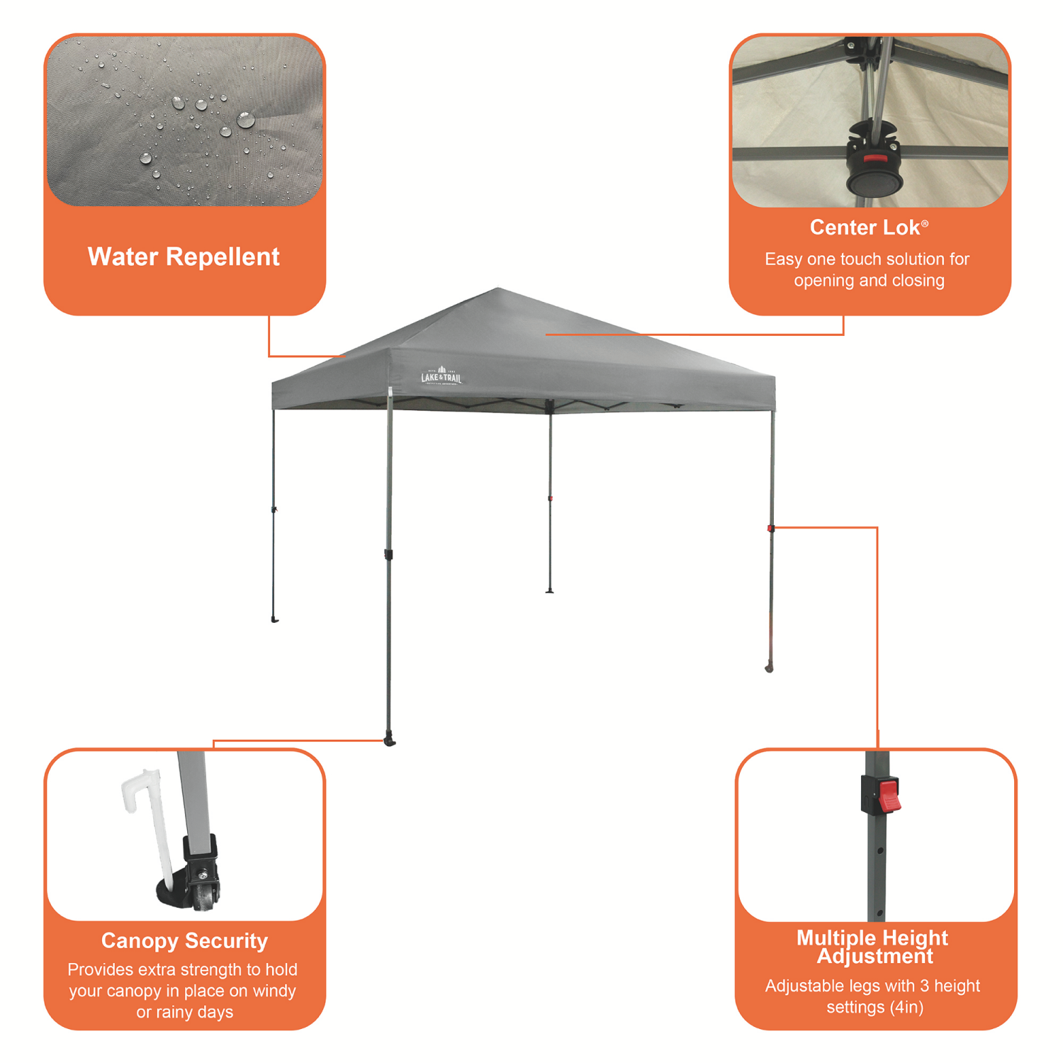 slide 5 of 8, Lake & Trail Straight Leg Canopy 10X10 New V, 10 ft x 10 ft