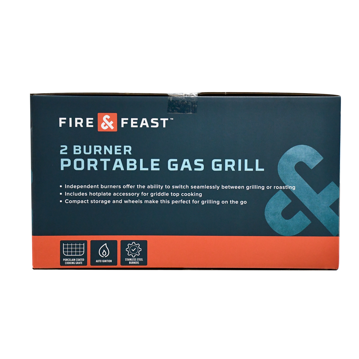 slide 3 of 6, Fire & Feast 2 Burner Portable Gas Grill, 35.5 in