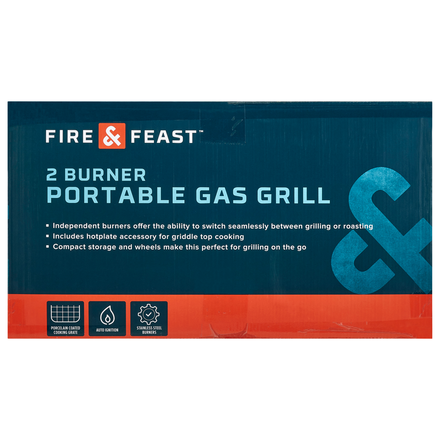 slide 4 of 6, Fire & Feast 2 Burner Portable Gas Grill, 35.5 in
