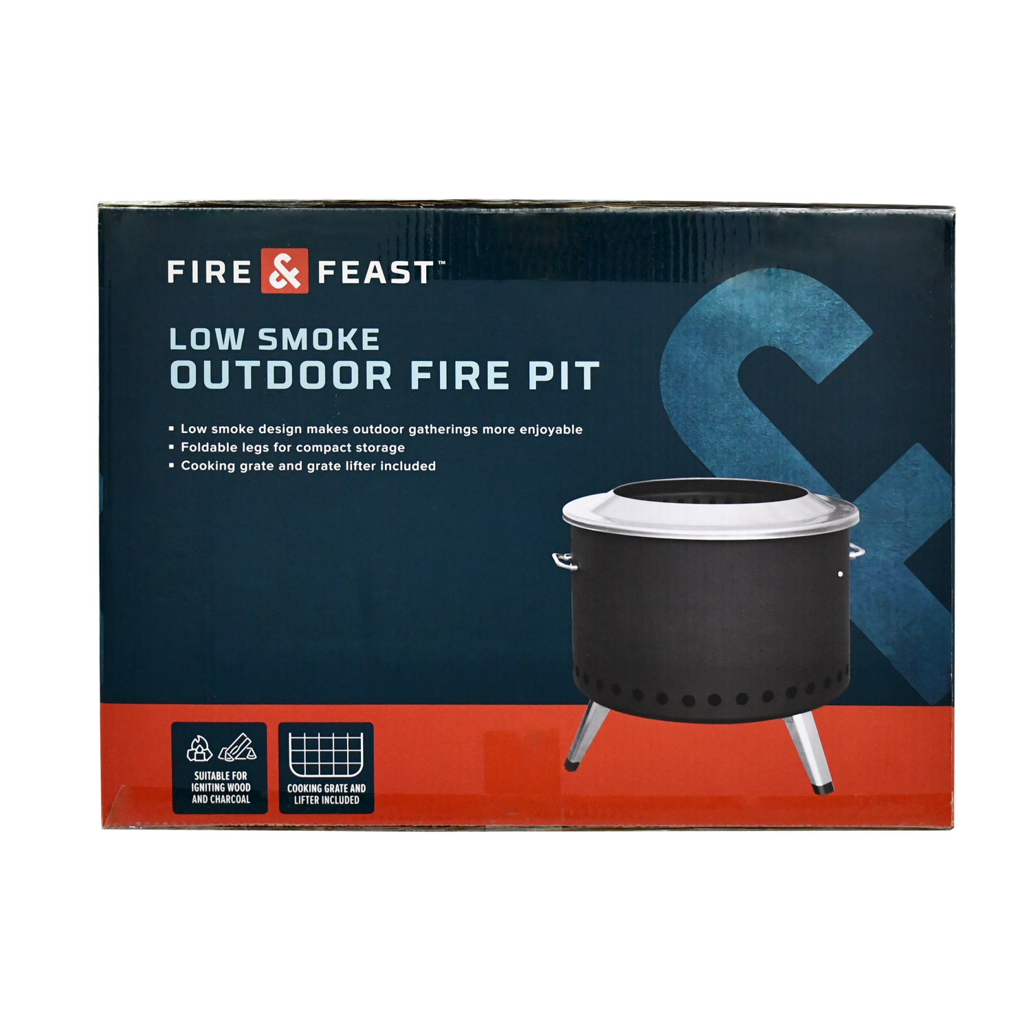 slide 2 of 6, FIRE & FEAST FF Fire Pit, 22in, 22 in