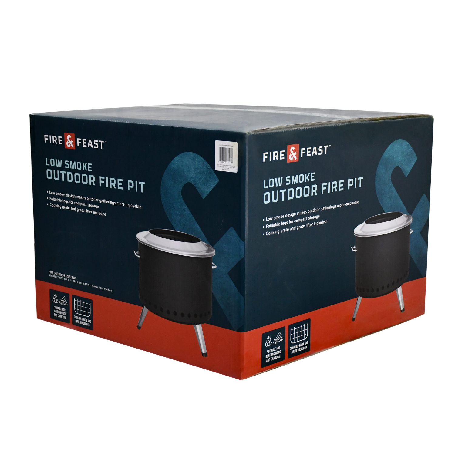 slide 5 of 6, FIRE & FEAST FF Fire Pit, 22in, 22 in