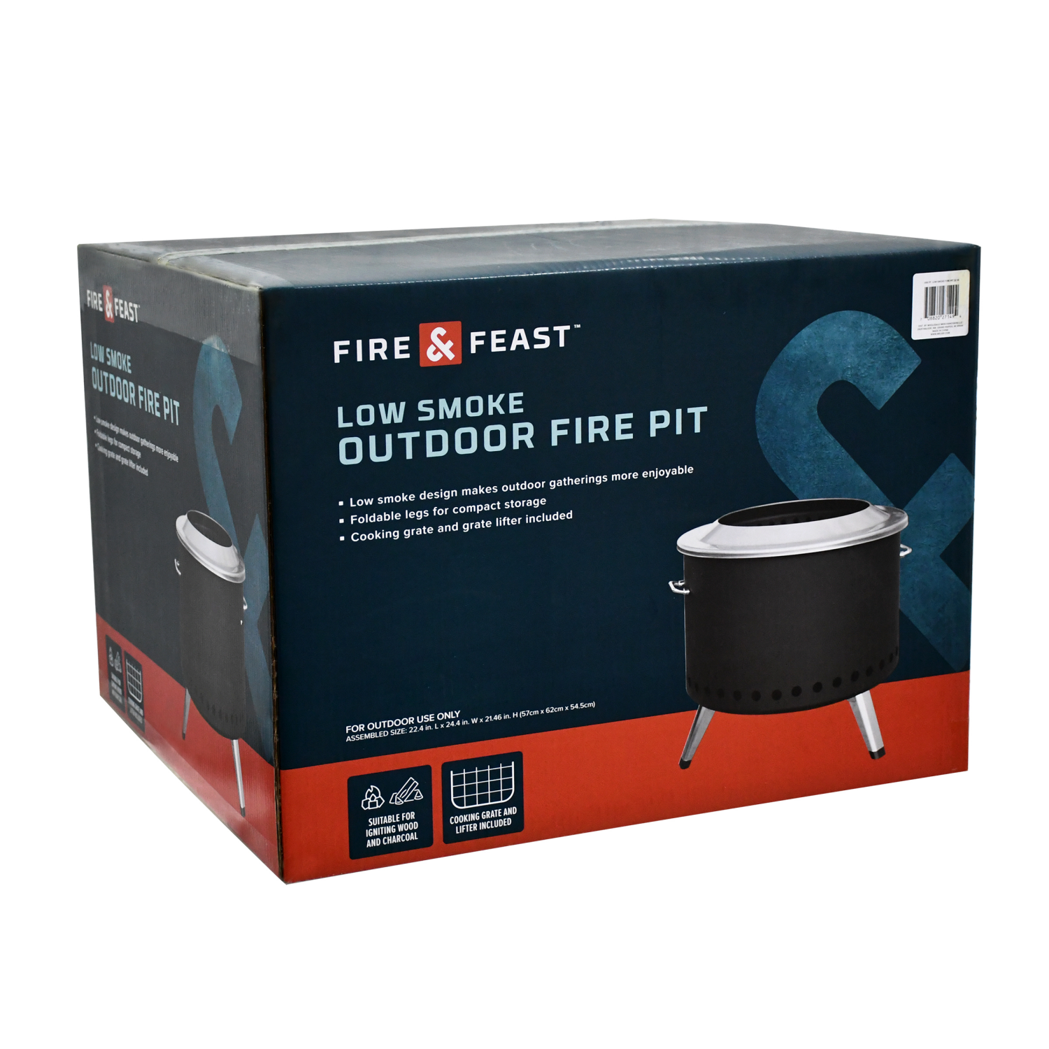 slide 6 of 6, FIRE & FEAST FF Fire Pit, 22in, 22 in