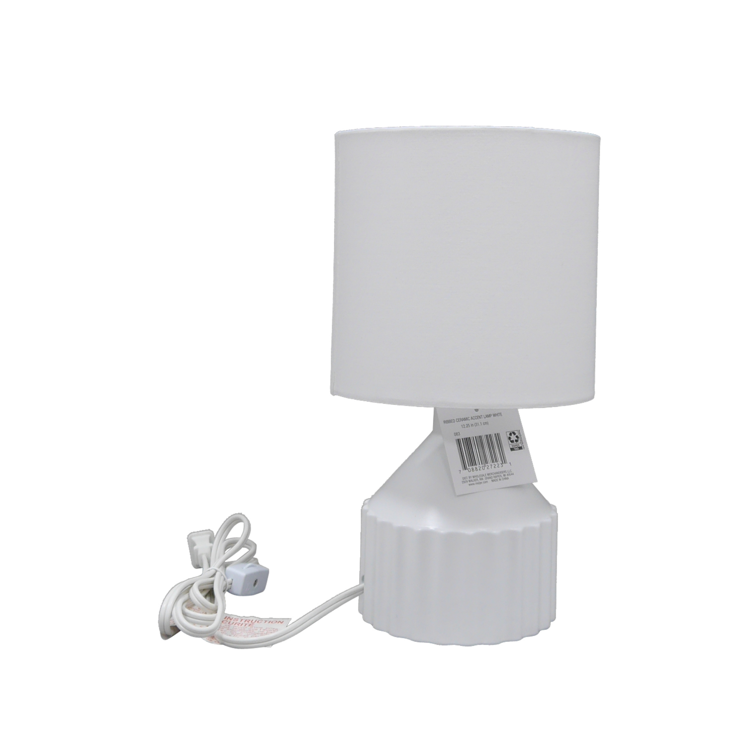 slide 3 of 5, ROOM & RETREAT RR Ribbed Ceramic Accent Lamp, 12.25 Inch, White, 12.25 in