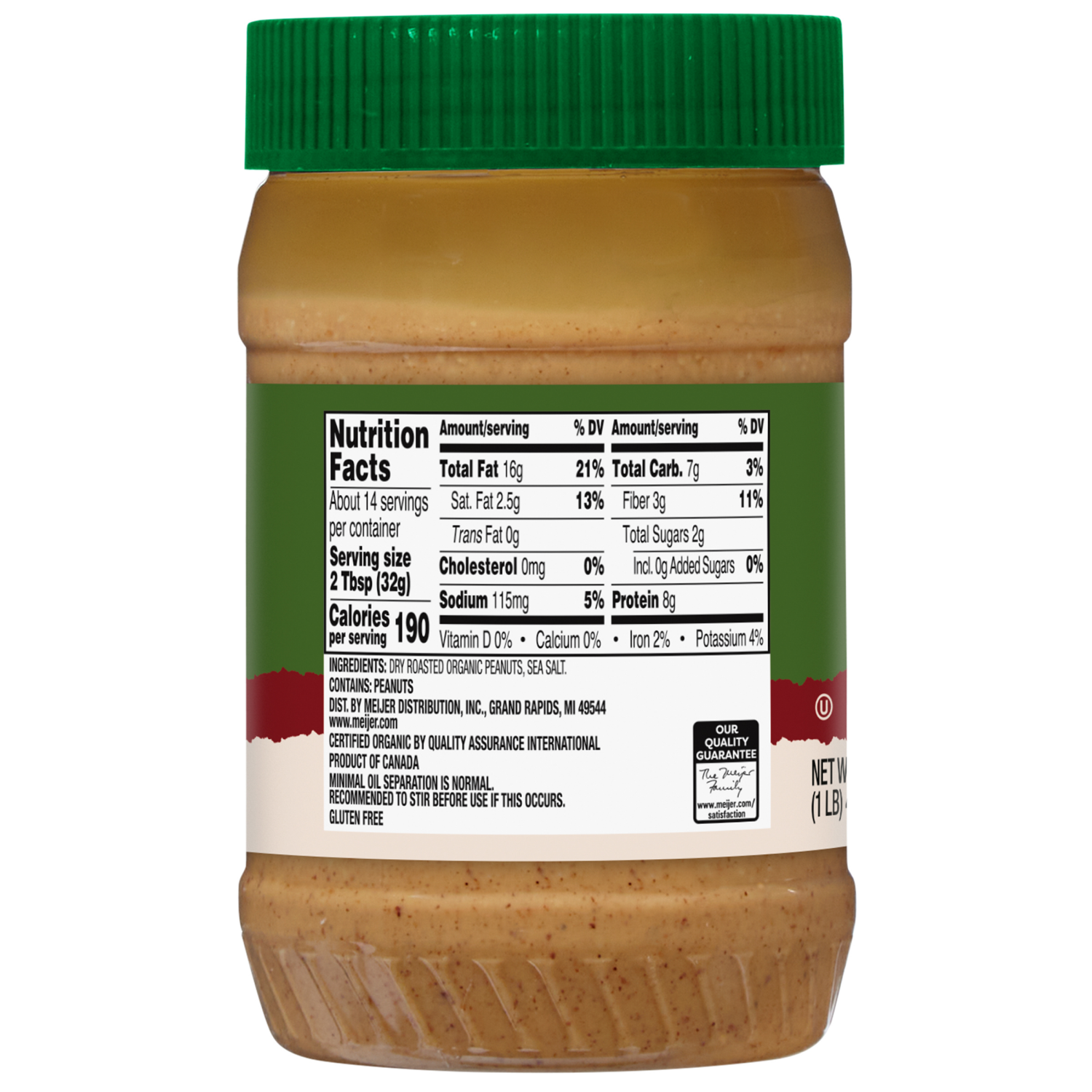 slide 2 of 3, True Goodness by Meijer Organic Creamy Peanut Butter, 16 oz