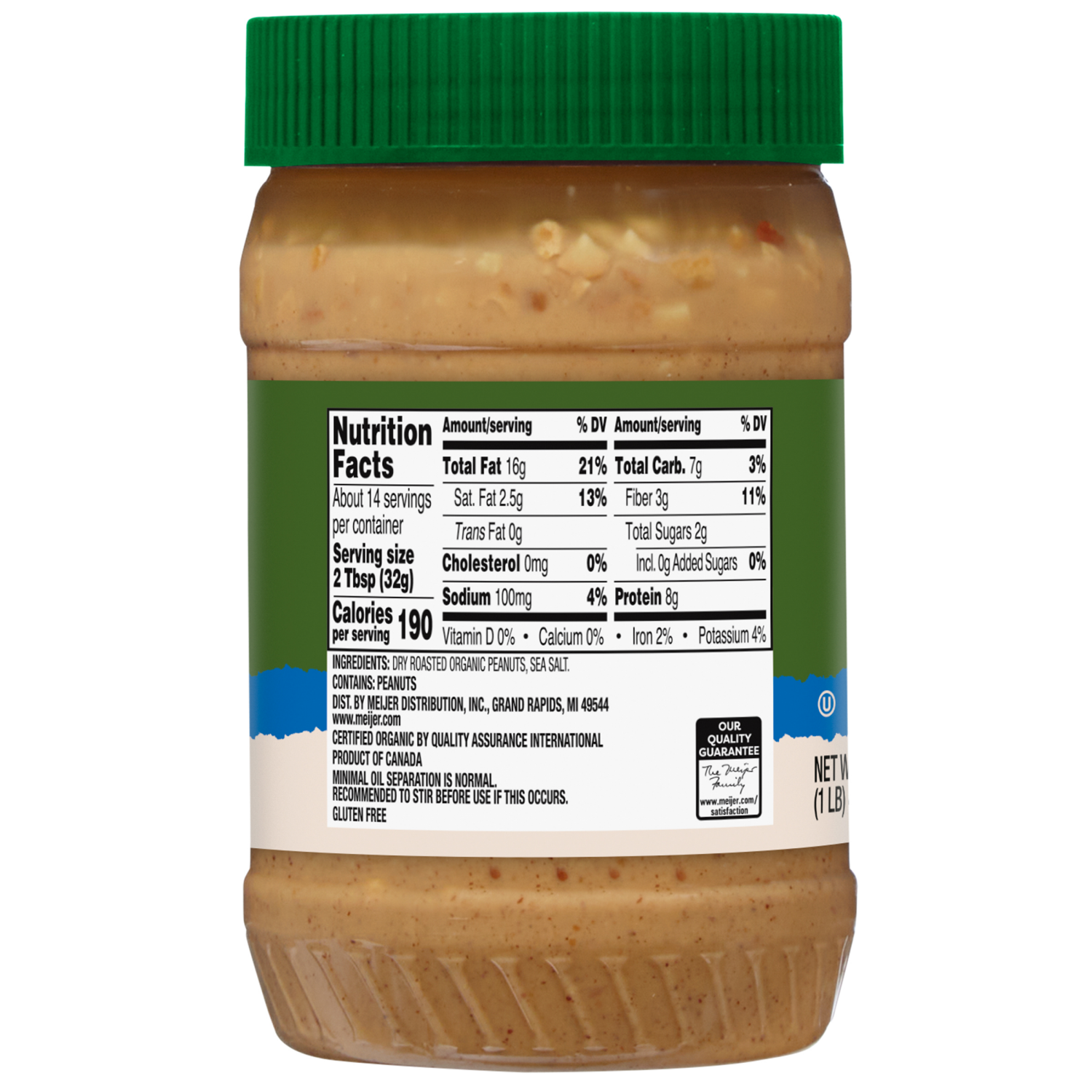 slide 2 of 3, True Goodness by Meijer Organic Crunchy Peanut Butter, 16 oz