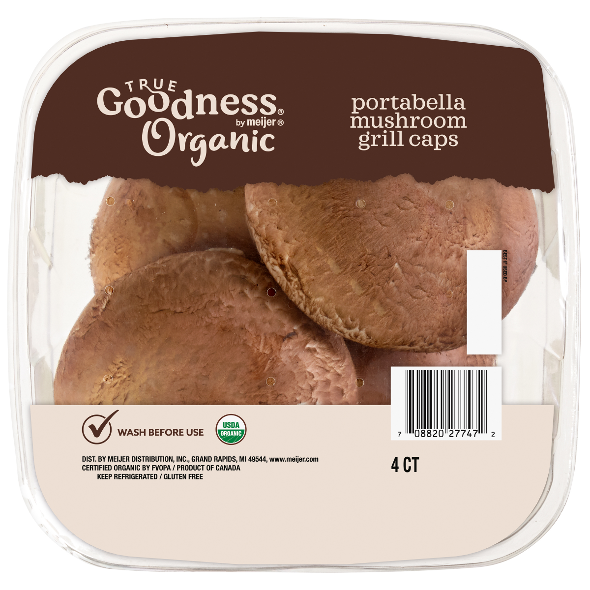 slide 1 of 5, True Goodness Organic Portabella Mushroom Caps, 14 oz, 4 ct; 14 oz