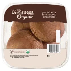 True Goodness Organic Portabella Mushroom Caps, 4 Ct/14 Oz