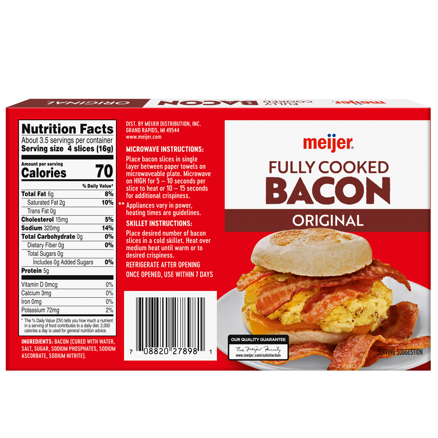 slide 2 of 8, Meijer Fully Cooked Bacon, 2.1 oz, 2.1 oz