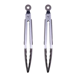 Grand Gourmet Mini Silicone Tong set, Gray, 2 pieces