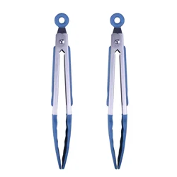 Grand Gourmet Mini Silicone Tong set, Blue, 2 pieces