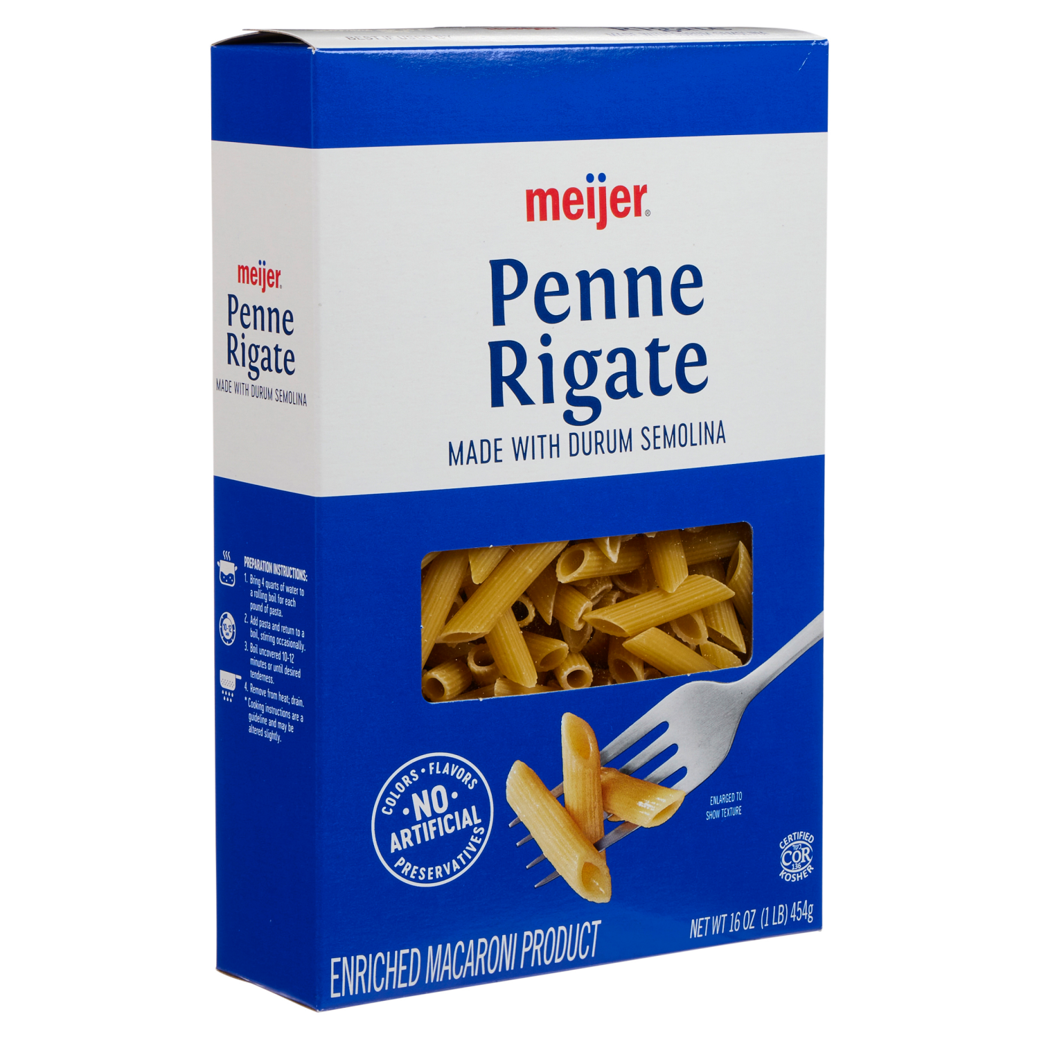slide 6 of 8, Meijer Pasta Penne Rigate, 16 oz