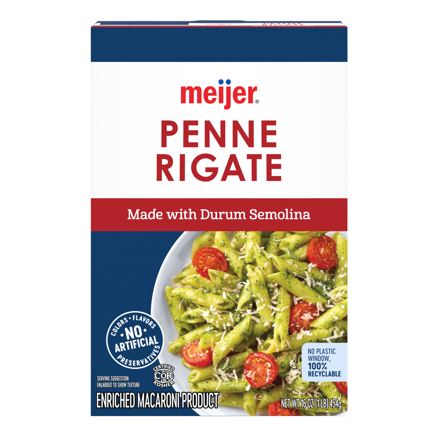 slide 1 of 8, Meijer Pasta Penne Rigate, 16 oz