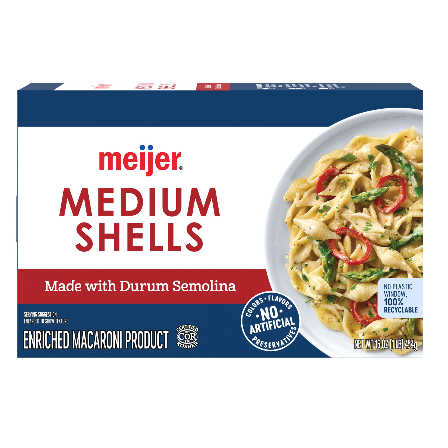 slide 2 of 8, Meijer Pasta Medium Shells, 16 oz