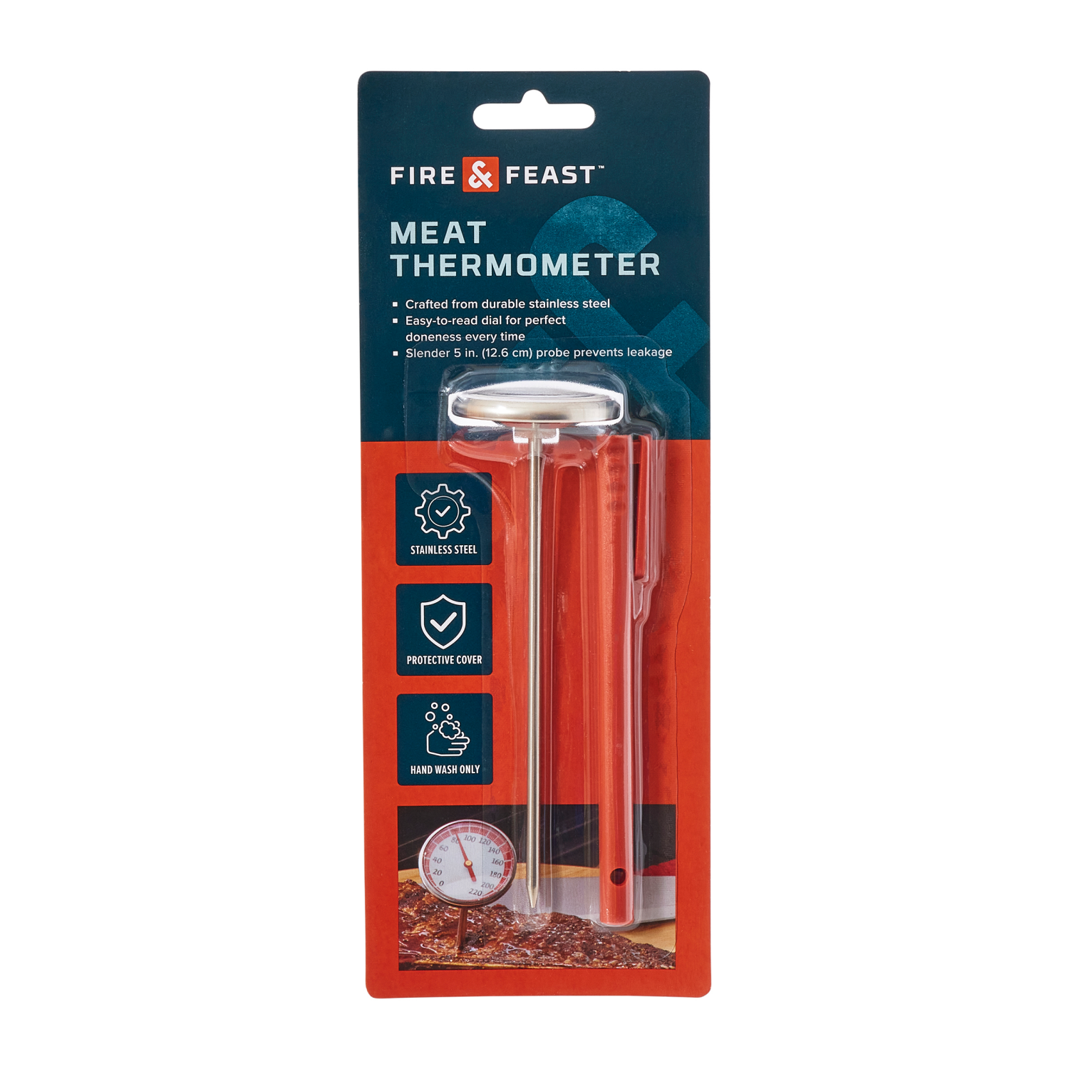 slide 1 of 3, Fire & Feast Instant Read Meat Thermometer, 5.55 ft ft