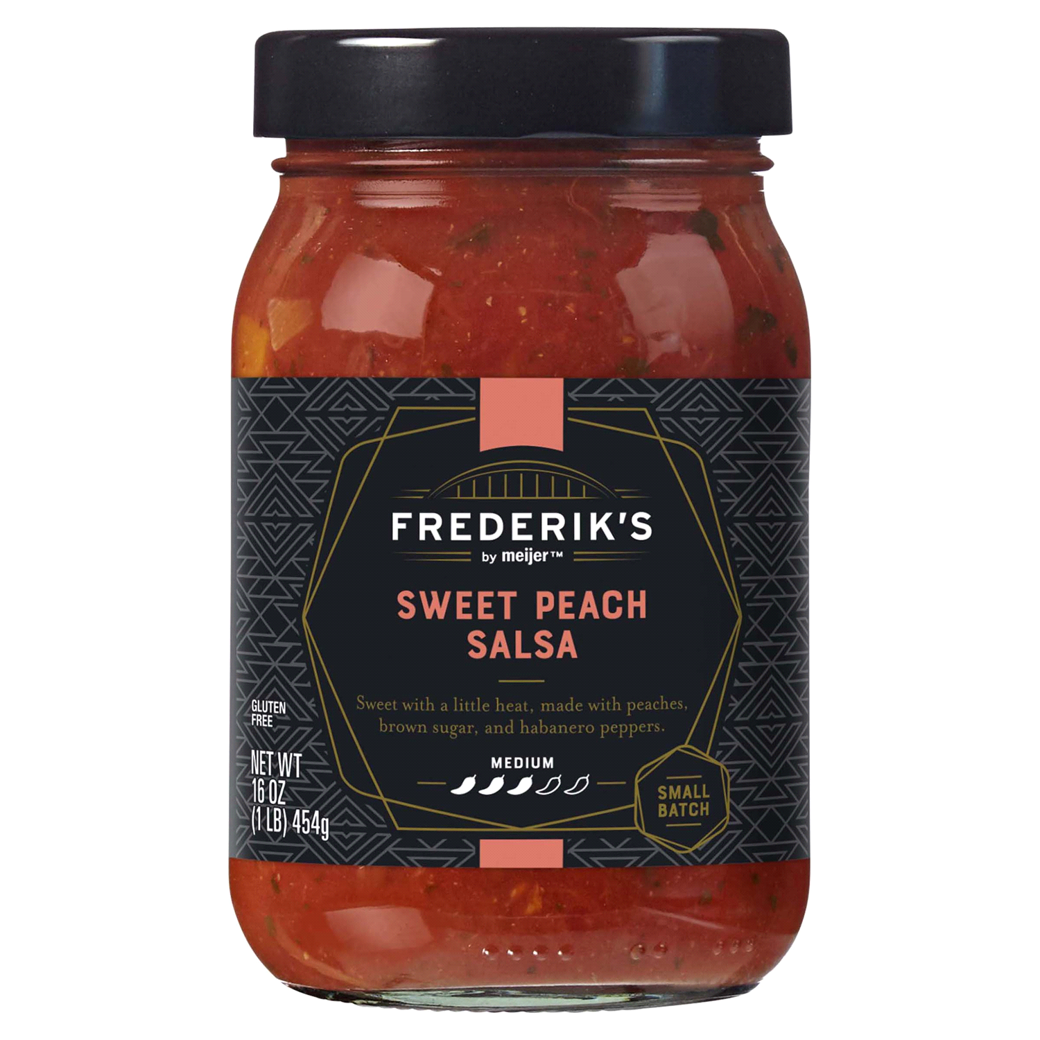 slide 1 of 3, FREDERIKS BY MEIJER Frederik's by Meijer Sweet Peach Medium Salsa, 16 oz