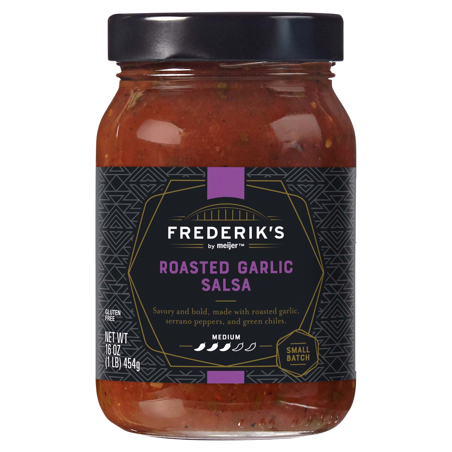 slide 1 of 3, FREDERIKS BY MEIJER Frederik's by Meijer Roasted Garlic Medium Salsa, 16 oz