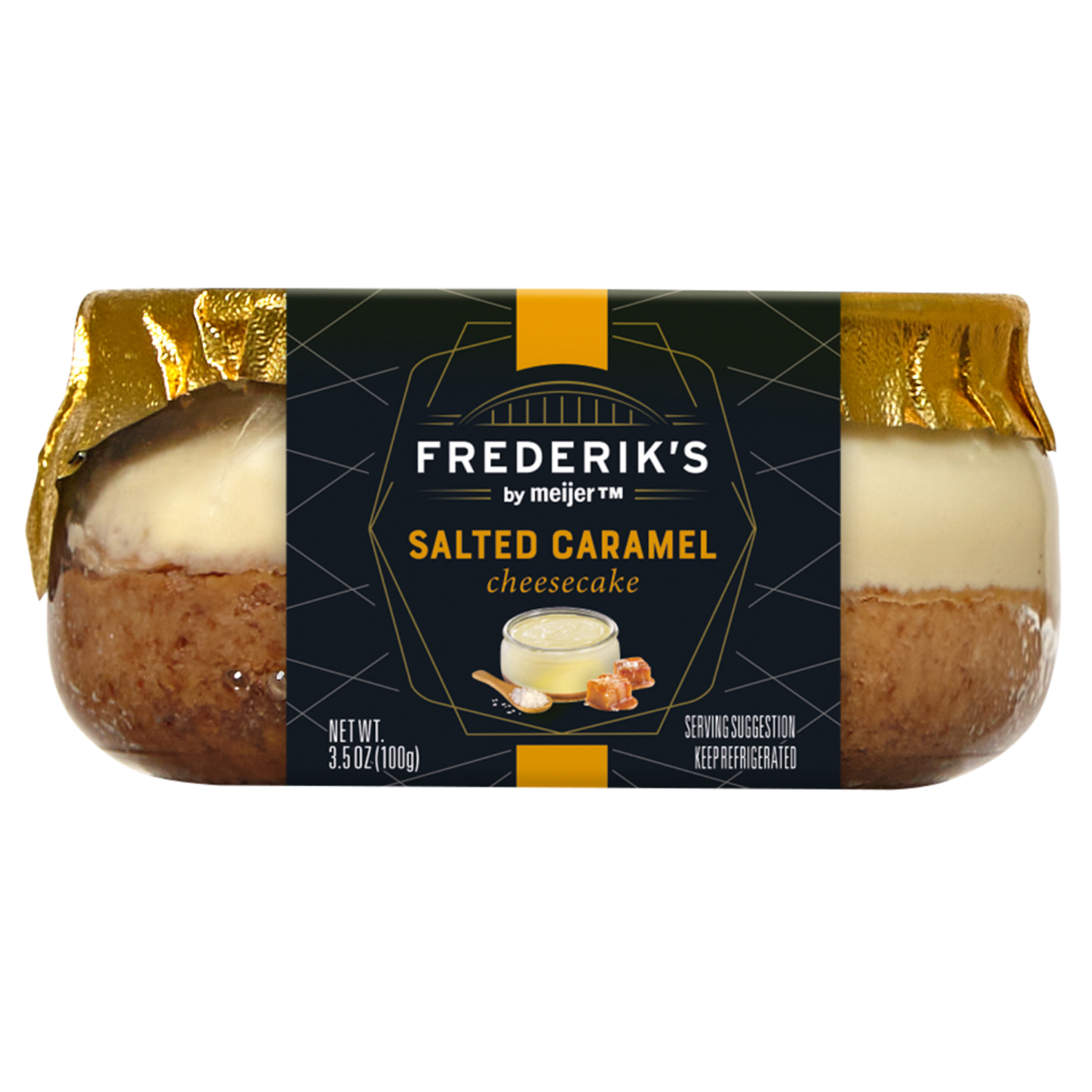 slide 1 of 2, FREDERIKS BY MEIJER Frederik's by Meijer Sea Salt Caramel Cheesecake, 3.5 oz
