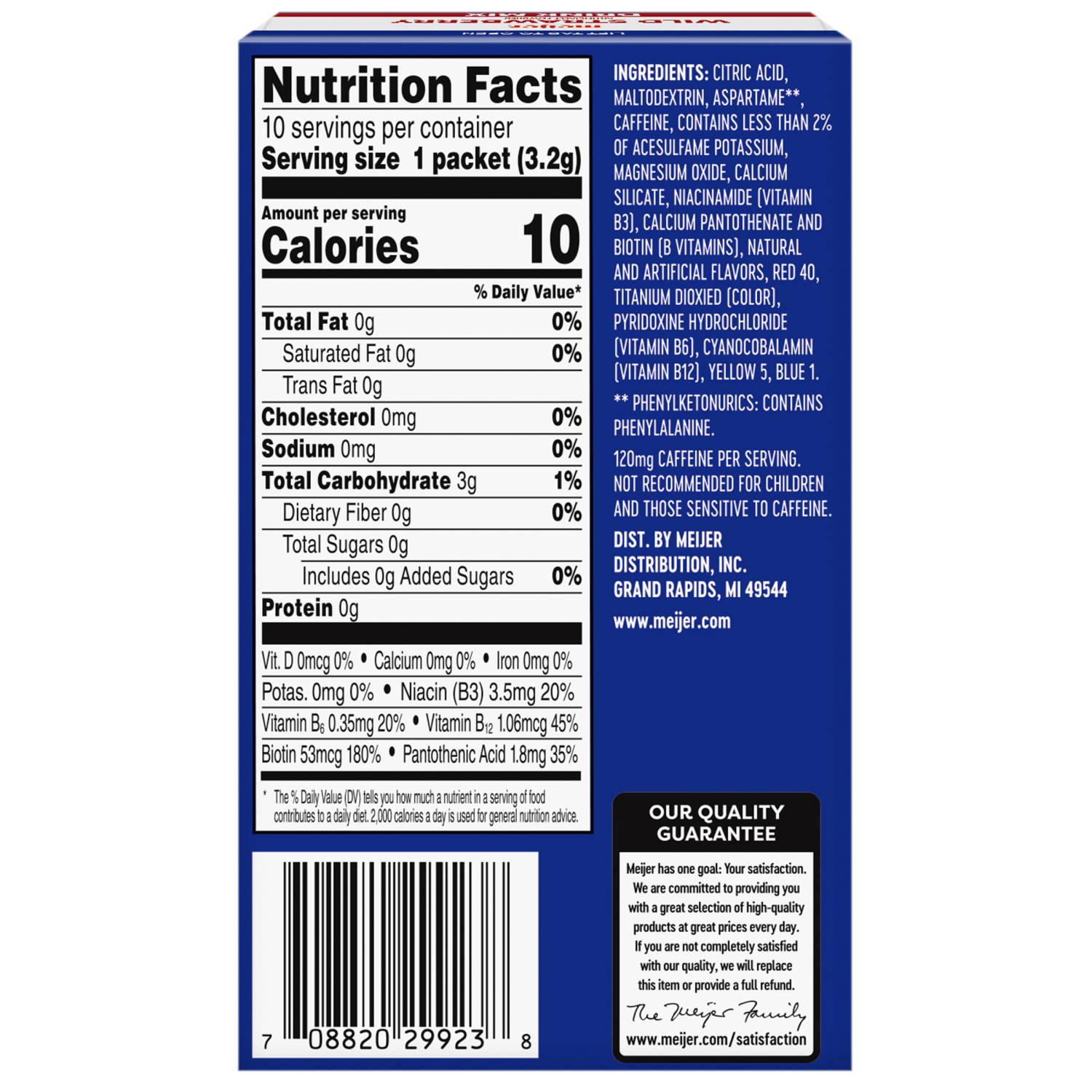 slide 2 of 8, Meijer Wild Strawberry Drink Mix with Caffeine - 10 ct, 10 ct