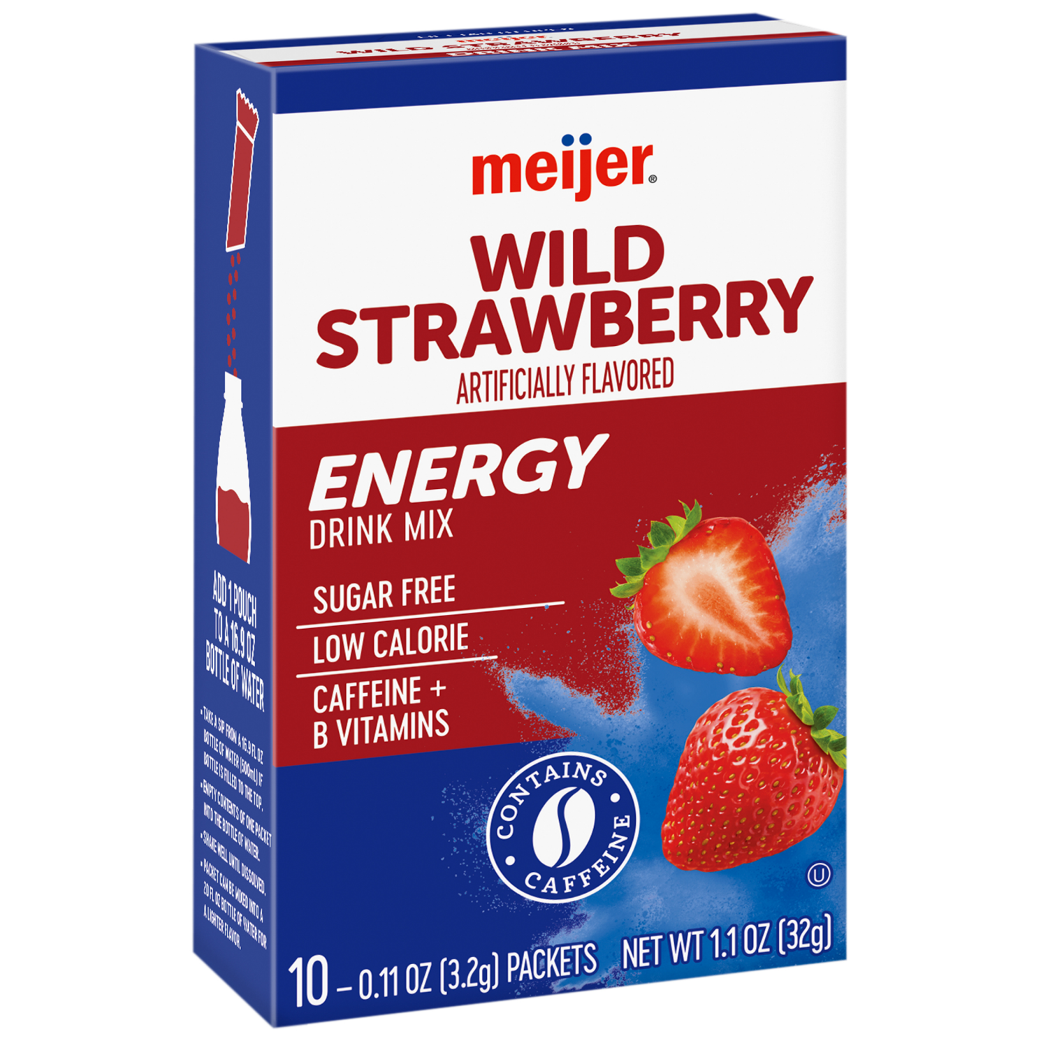 slide 6 of 8, Meijer Wild Strawberry Drink Mix with Caffeine - 10 ct, 10 ct
