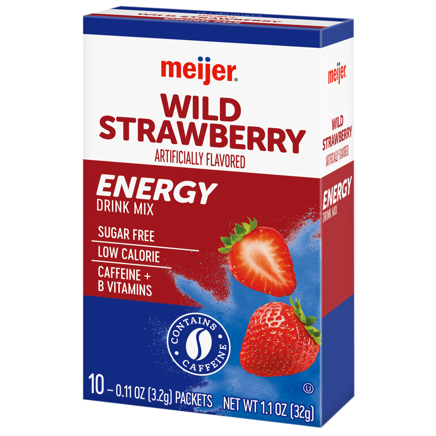 slide 7 of 8, Meijer Wild Strawberry Drink Mix with Caffeine - 10 ct, 10 ct