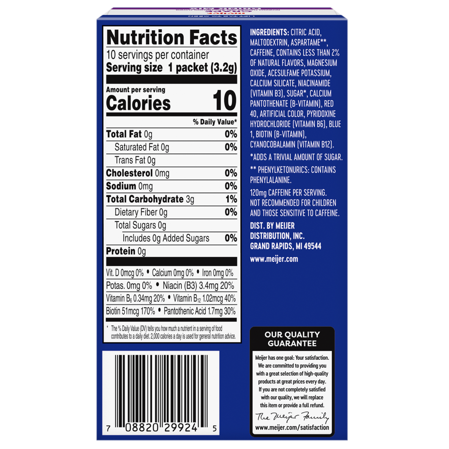 slide 2 of 8, Meijer Grape Drink Mix with Caffeine - 10 ct, 10 ct