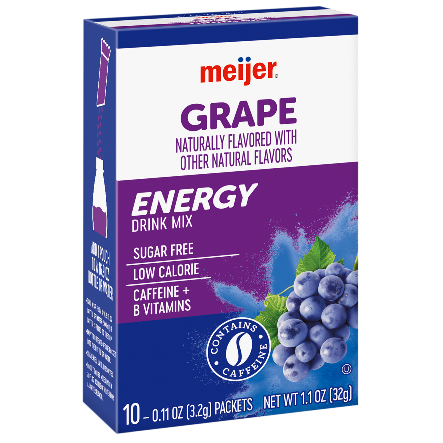 slide 6 of 8, Meijer Grape Drink Mix with Caffeine - 10 ct, 10 ct
