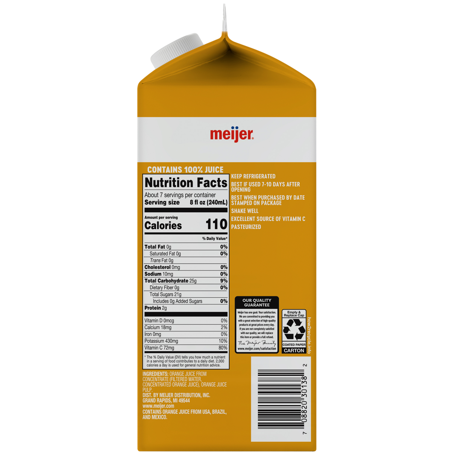slide 2 of 2, Meijer 100% Pure Orange Juice with Pulp - 59 oz, 59 oz