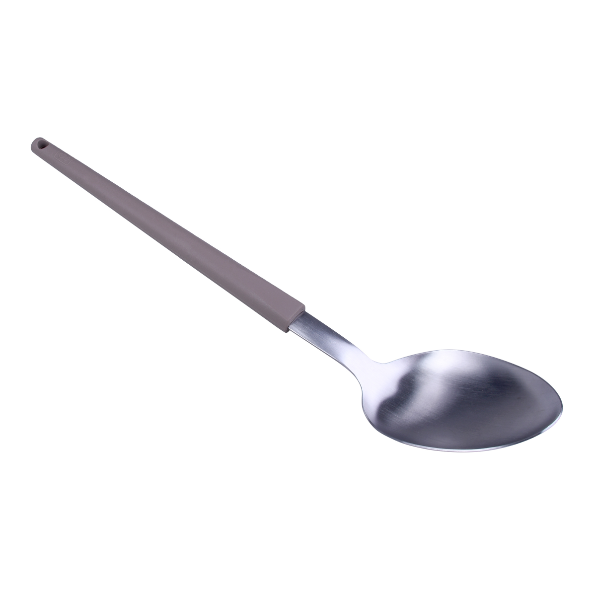 slide 3 of 3, Grand Gourmet Stainless Steel Solid Spoon, Soft Touch Handle, 13.5 in