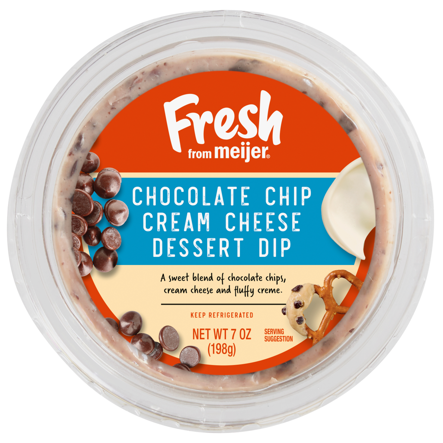 slide 1 of 3, Fresh from Meijer Chocolate Chip Cream Cheese Dessert Dip, 7 oz., 7 oz