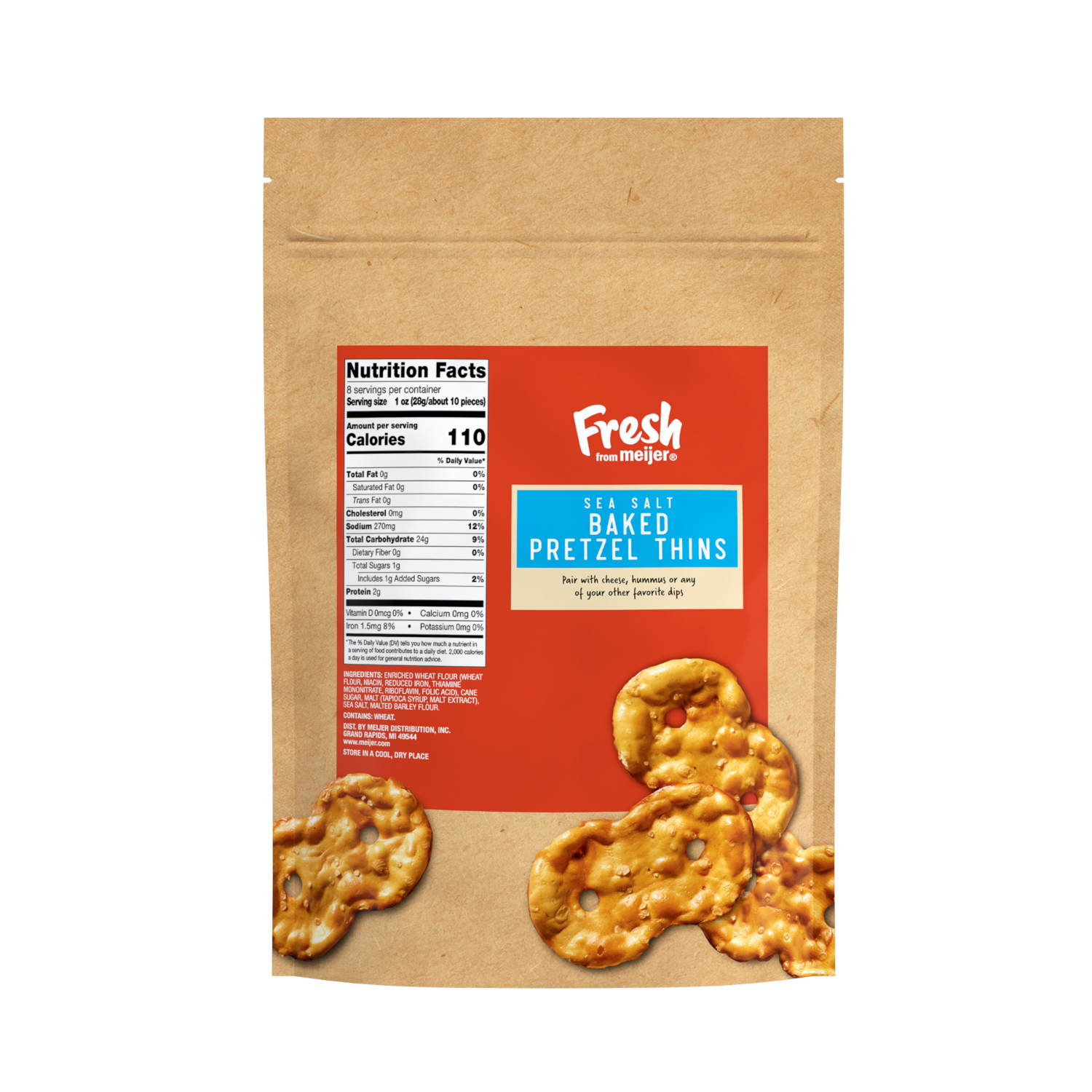 slide 2 of 2, Fresh from Meijer Sea Salt Pretzel Thins, 8 oz., 8 oz