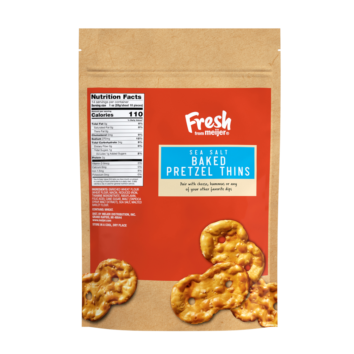 slide 2 of 2, Fresh from Meijer Sea Salt Pretzel Thins, 14 oz., 14 oz