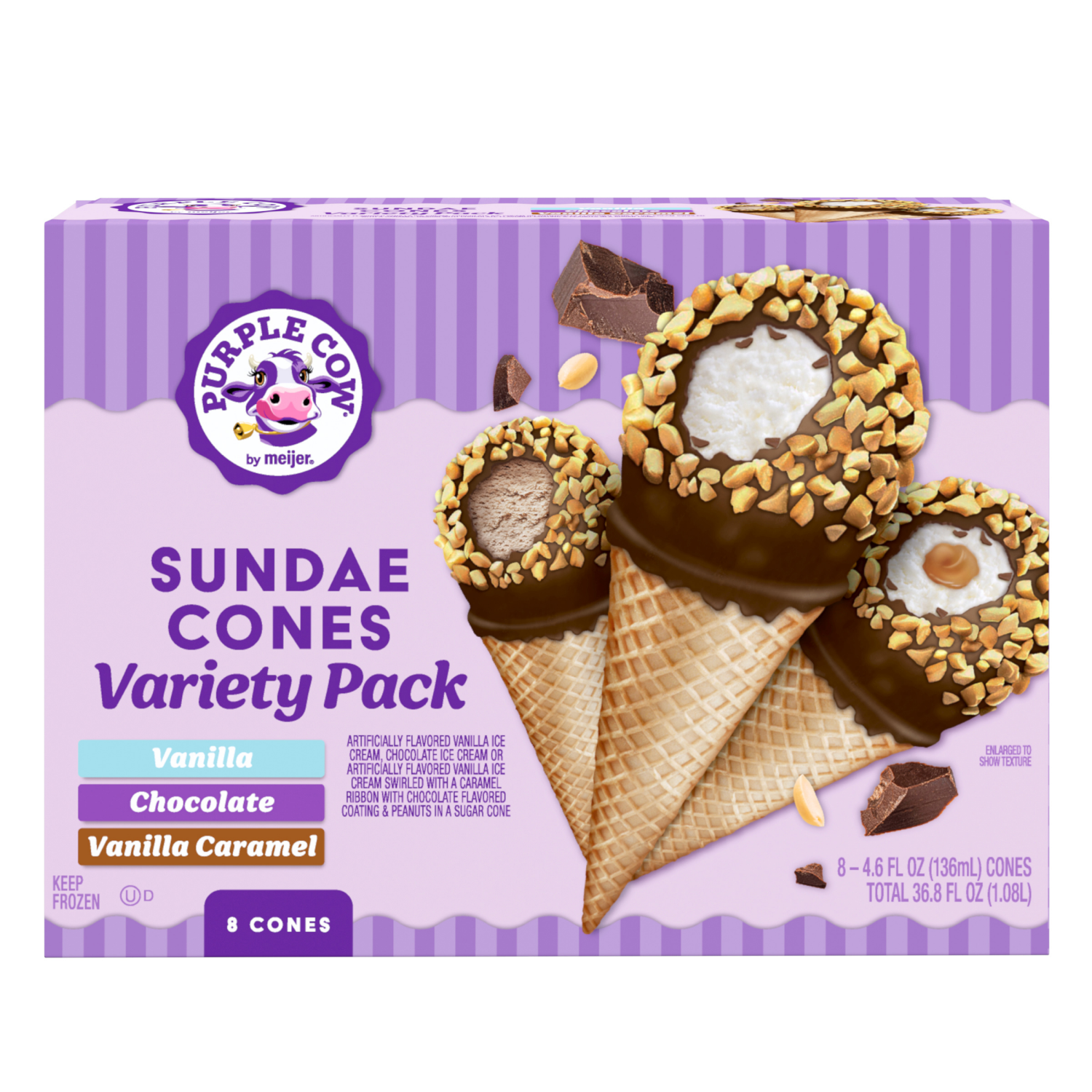 slide 1 of 6, 8PK Purple Cow Variety Pack Cones, 8 ct