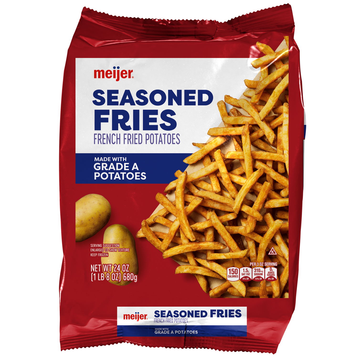 slide 1 of 3, Meijer Seasoned Fries, 24 oz