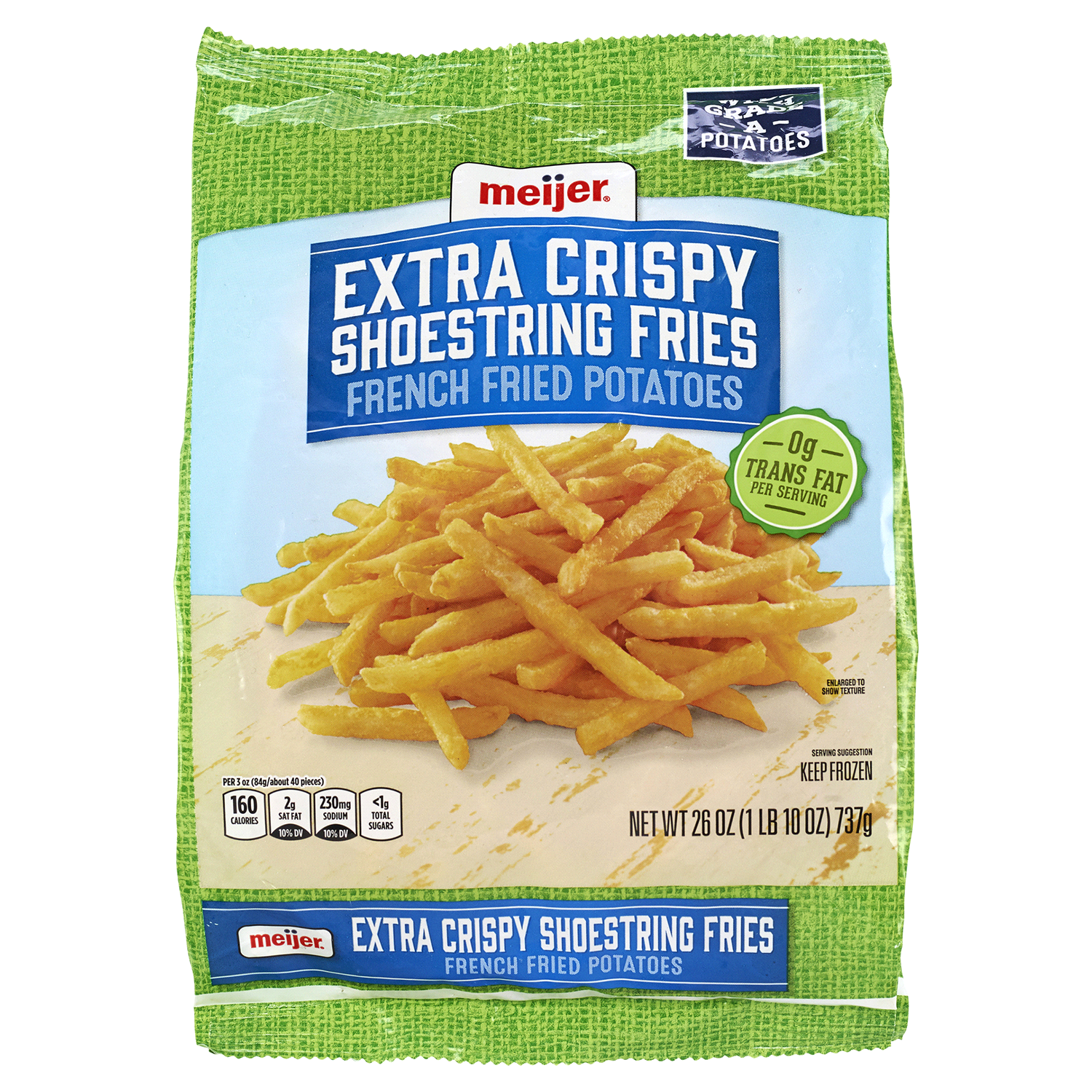 slide 1 of 2, Meijer Extra Crispy Shoestring Fries, 26 oz