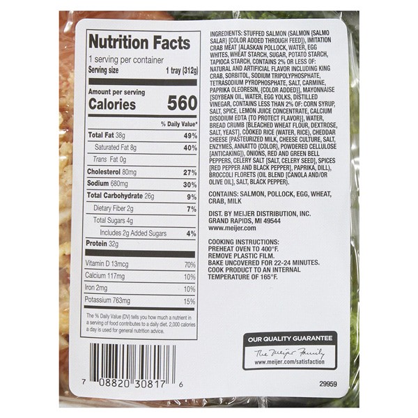 slide 4 of 5, Fresh From Meijer Seafood Stuffed Salmon W/Broccoli, 11 oz, 11 oz