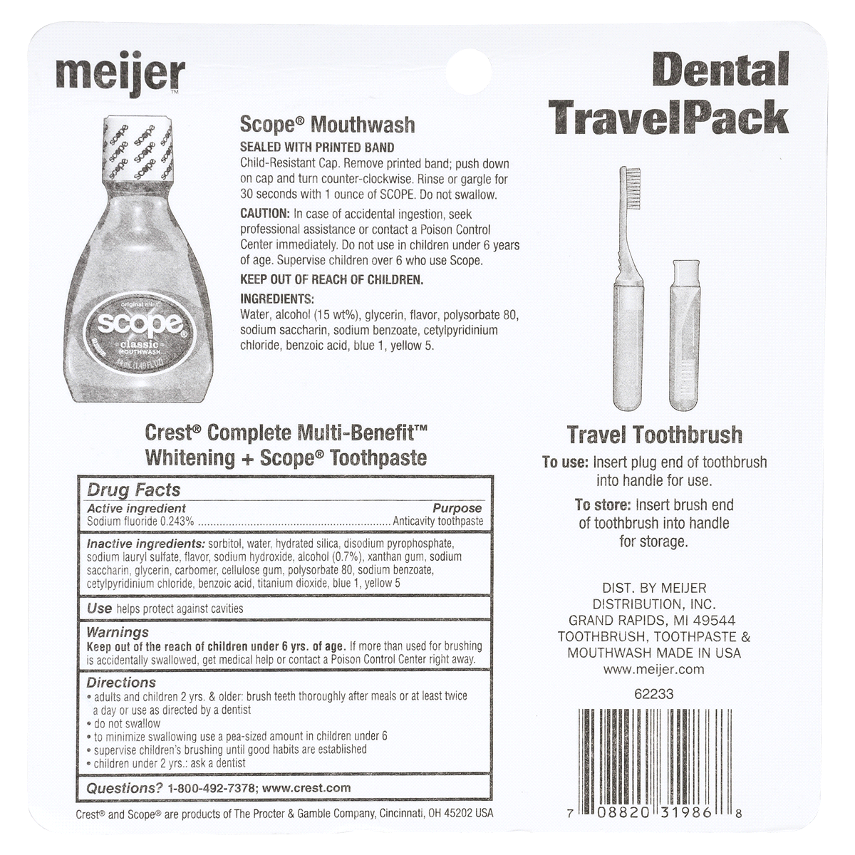 slide 2 of 2, Meijer Dental Travel Pack with Scope Mouthwash, 1 ct