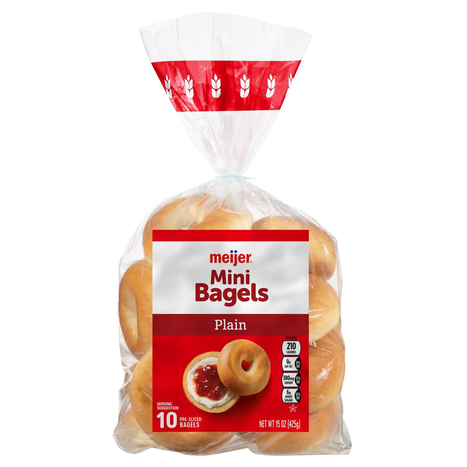 slide 1 of 3, Meijer Plain Mini Bagels, 10ct, 15 Oz., 10 ct; 15 oz