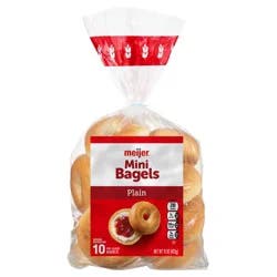 Meijer Plain Mini Bagels, 10ct, 15 Oz.