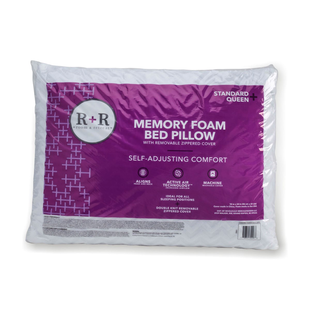 slide 1 of 13, R+R Memory Foam Bed Pillow, Standard/Queen, s/q