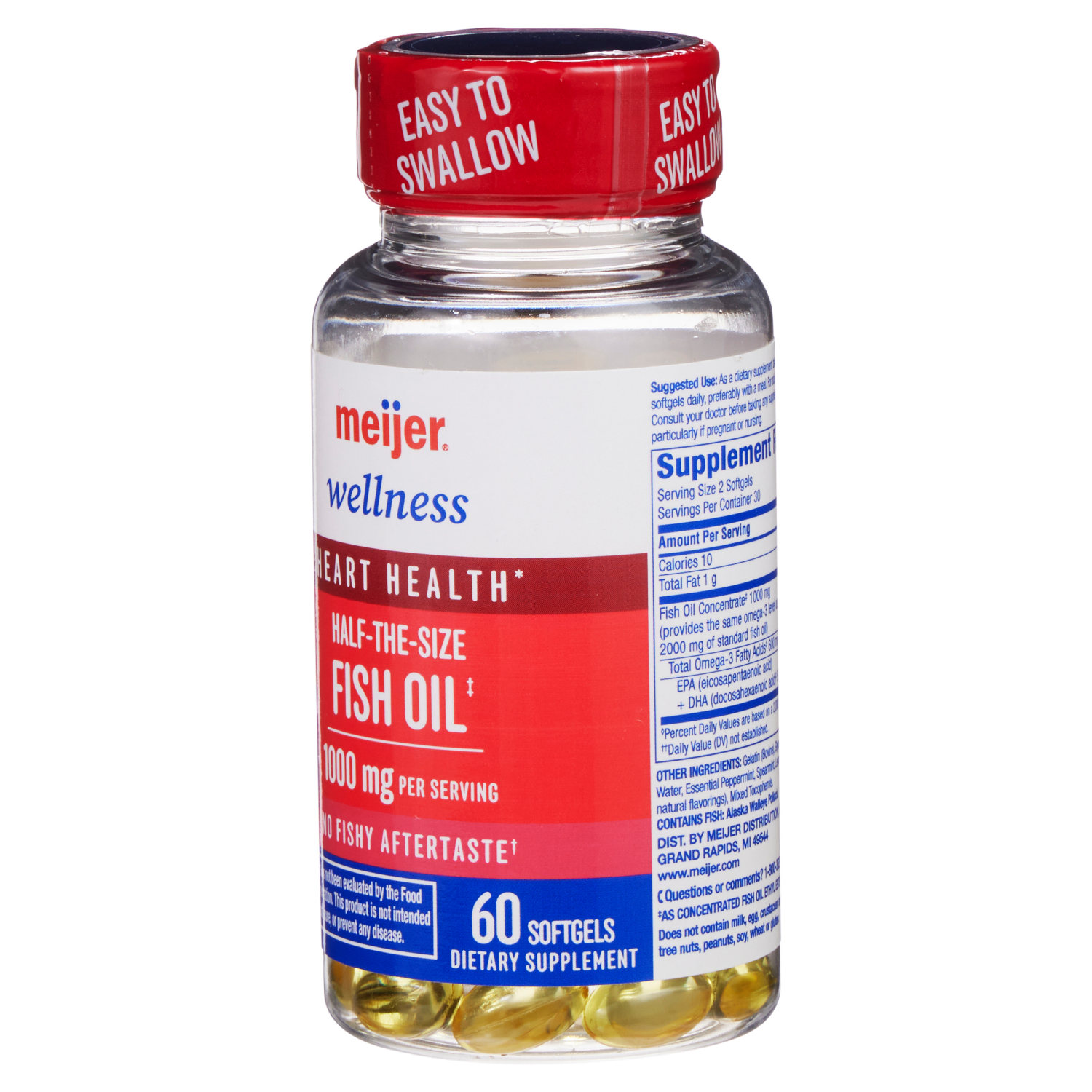 slide 4 of 5, MEIJER WELLNESS Meijer Half-The-Size Fish Oil, Omega-3, 60 ct