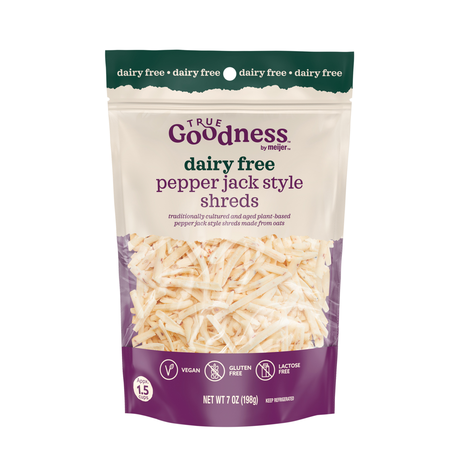 slide 1 of 4, True Goodness Plant Based Pepper Jack Shreds, 7 oz