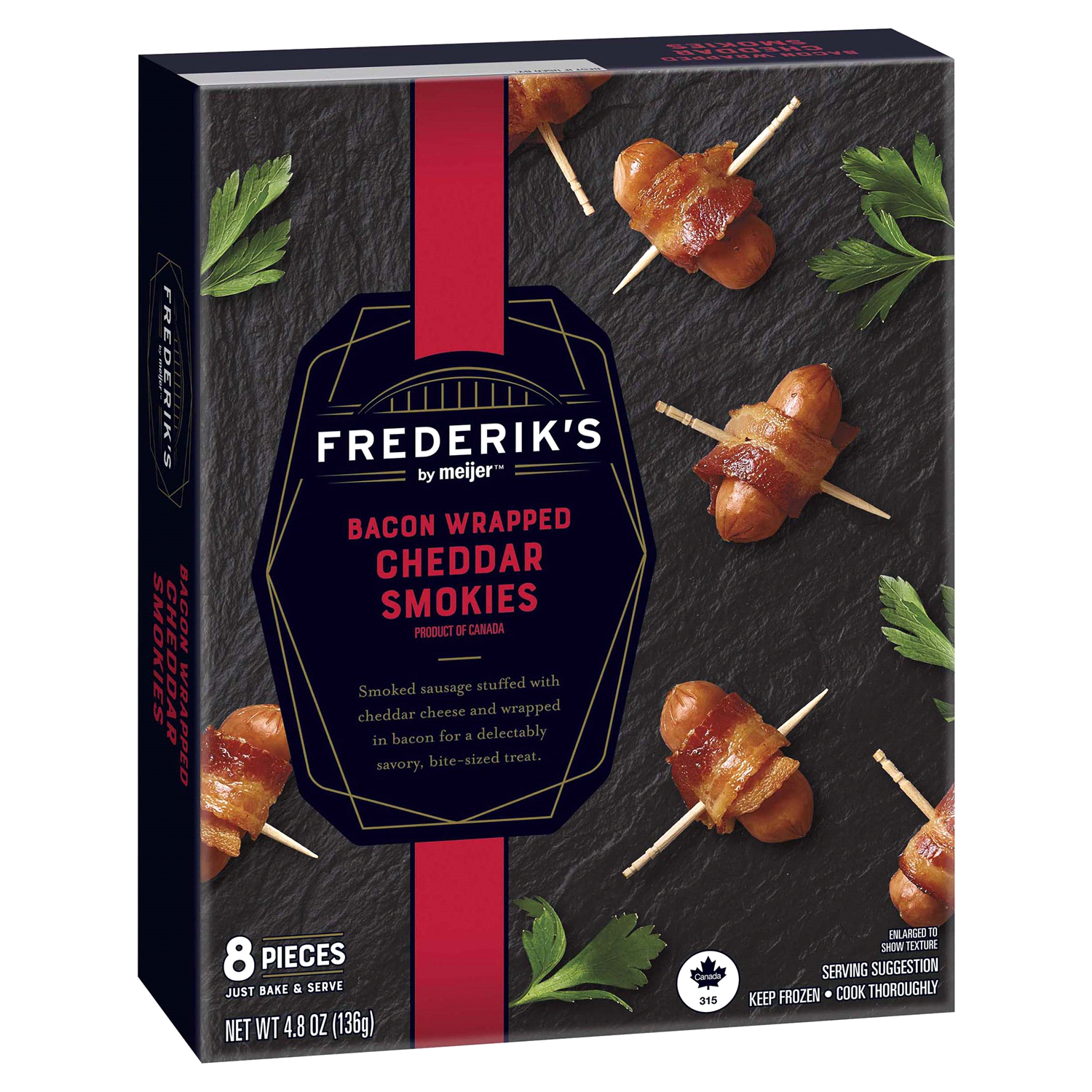 slide 4 of 5, FREDERIKS BY MEIJER Frederik's by Meijer Bacon Wrapped Cheddar Smokies, 4.8 oz