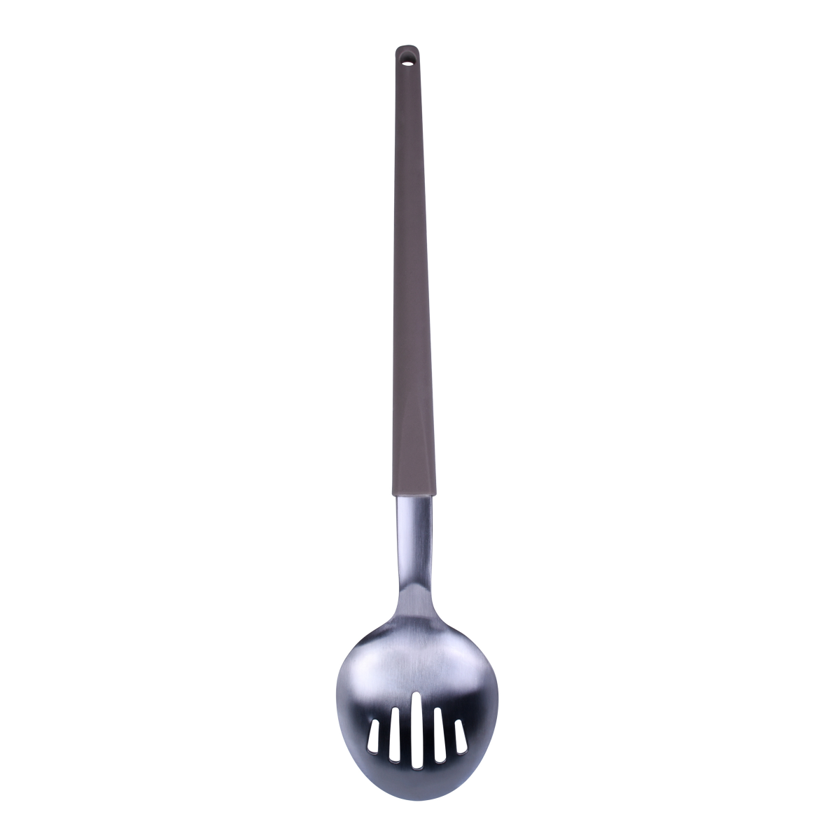 slide 2 of 3, Grand Gourmet Stainless Steel Slotted Spoon, Soft Touch Handle, 13.5 in
