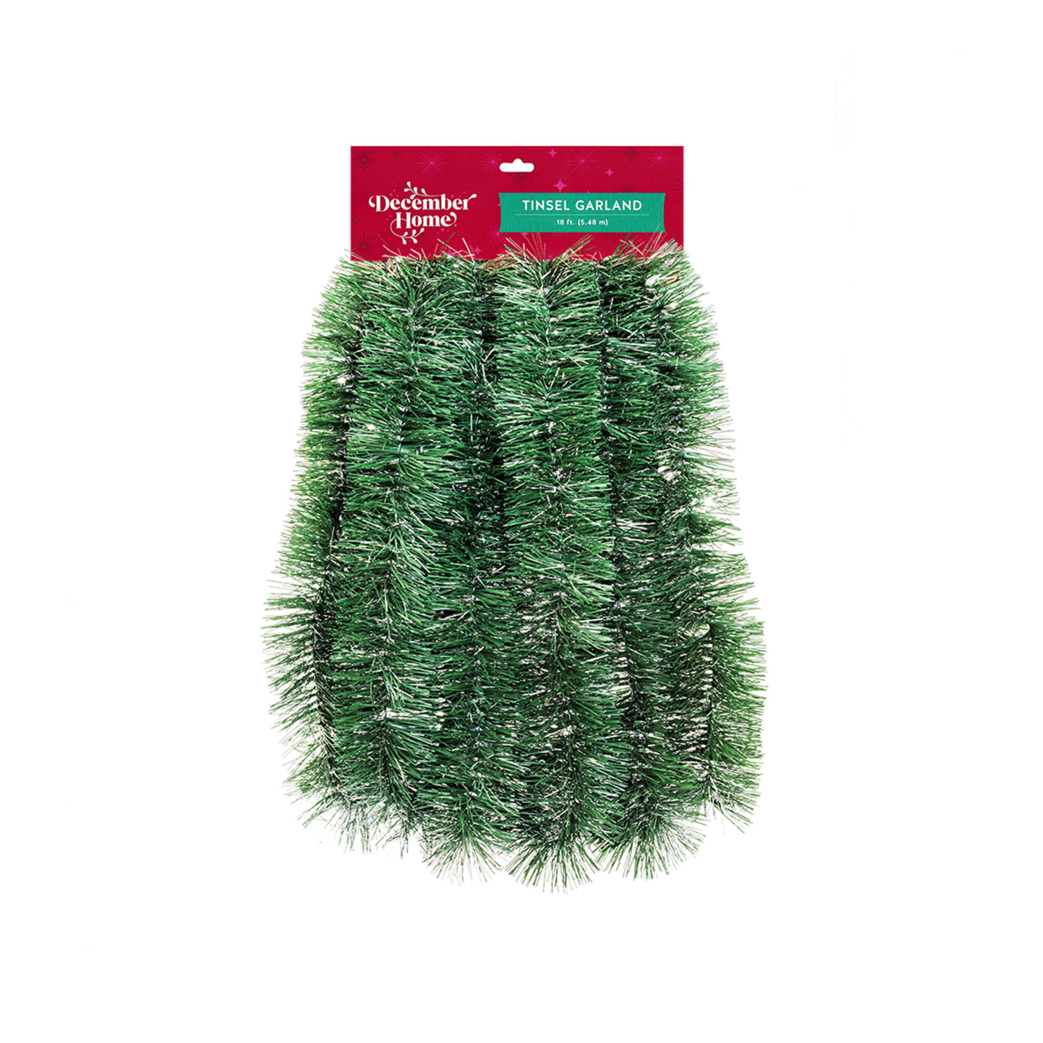 slide 1 of 2, December Home Green Pine/Silver Garland, 18 ft