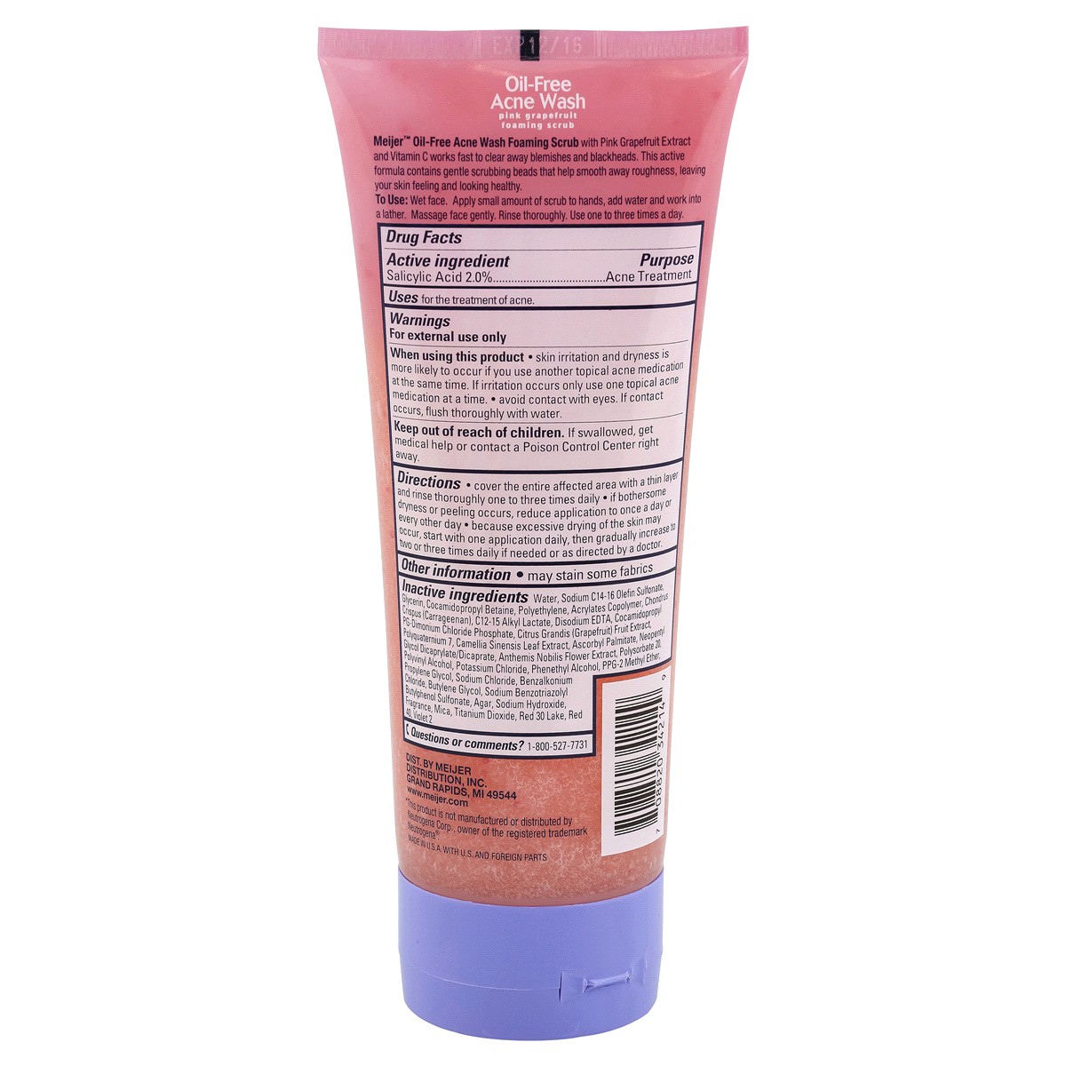 slide 2 of 2, Meijer Oil-Free Acne Wash, Pink Grapefruit, 6.7 oz