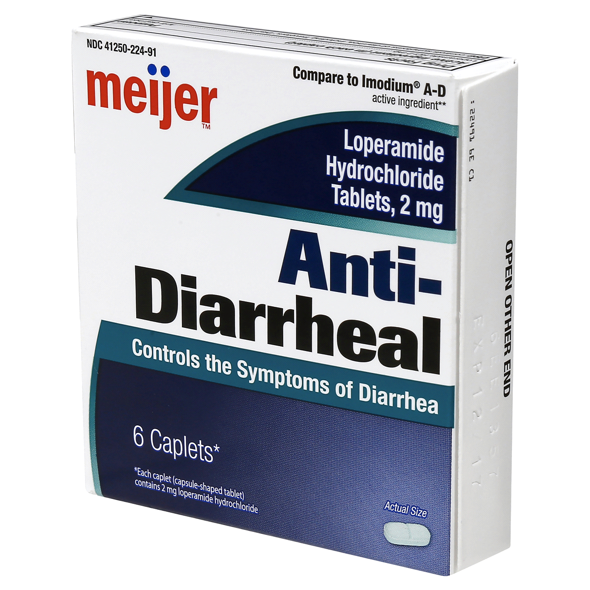 slide 4 of 7, Meijer Loperamide Hydrochloride Tablets, Anti-Diarrheal, 2 mg, 6 ct