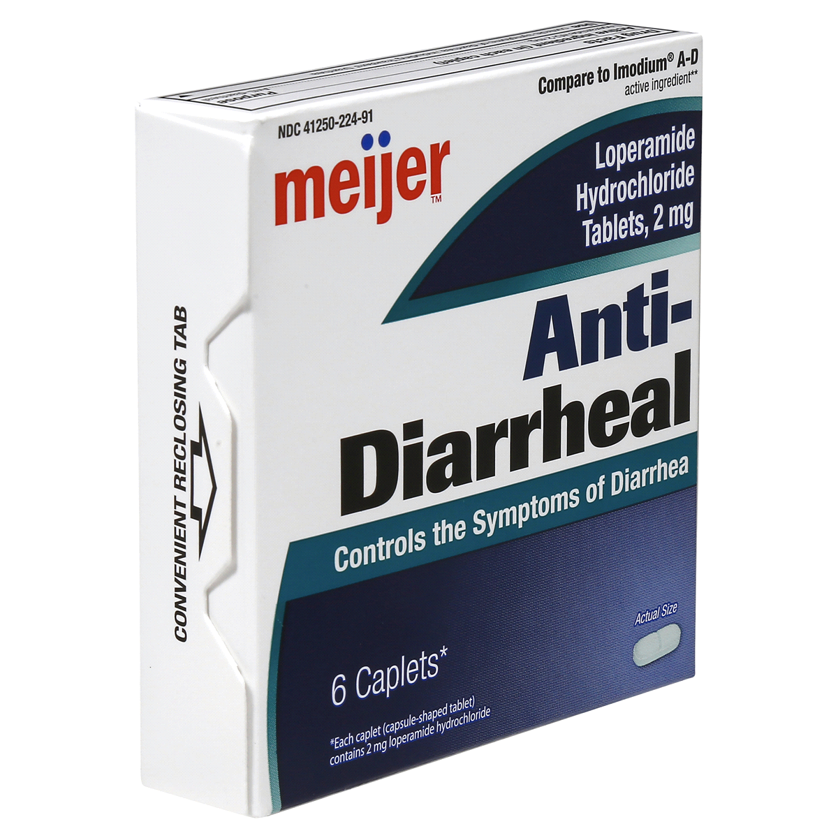 slide 5 of 7, Meijer Loperamide Hydrochloride Tablets, Anti-Diarrheal, 2 mg, 6 ct