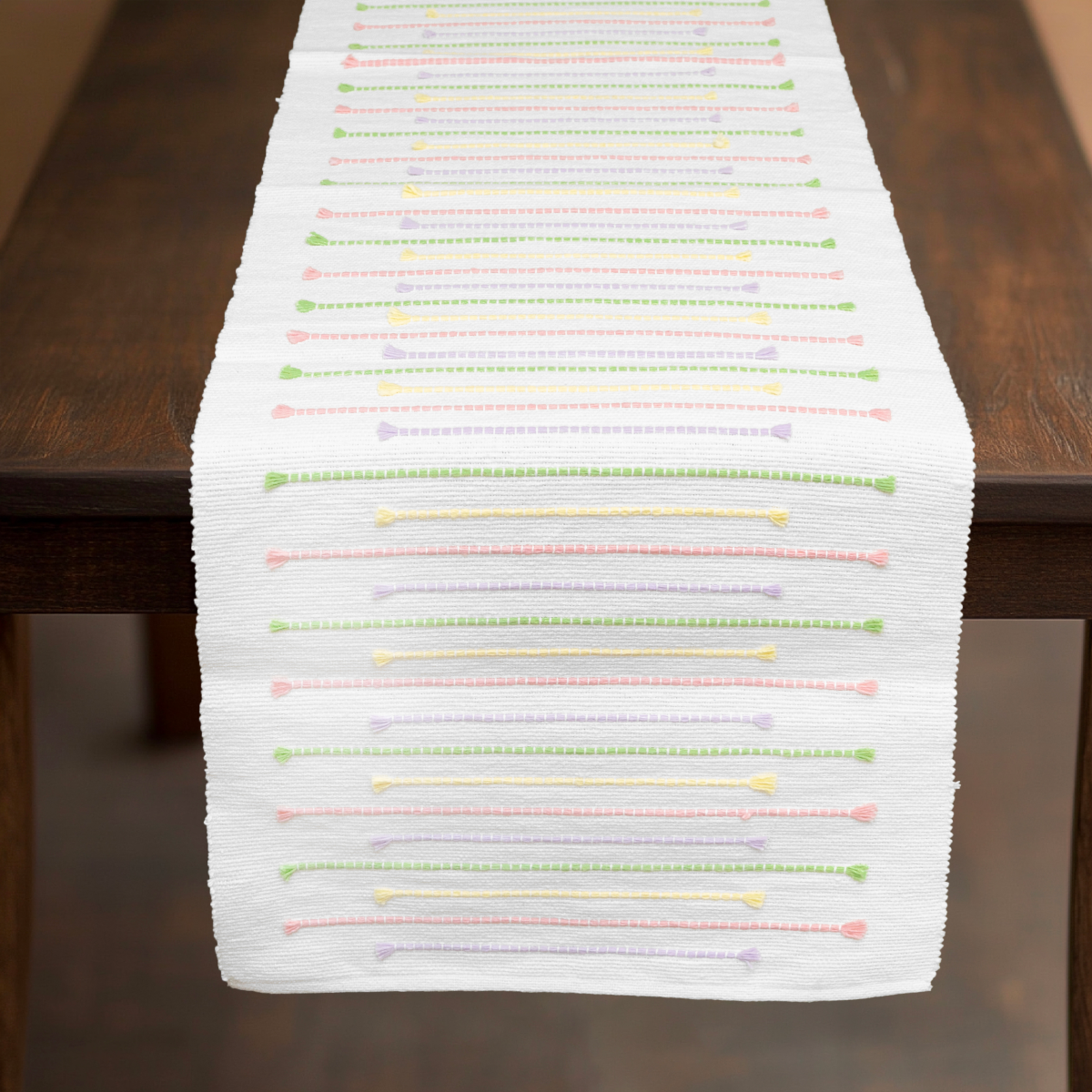 slide 2 of 2, Room & Retreat Seasonal Tassle Stripe Easter Multi Purple Runner, 14 in x 72 in, 1 ct