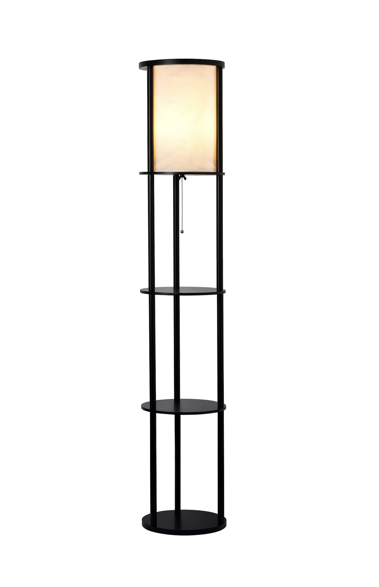 slide 2 of 3, ROOM & RETREAT Rr Floor Lamp 3 Shelf, 62.75" Black, 62.75 in