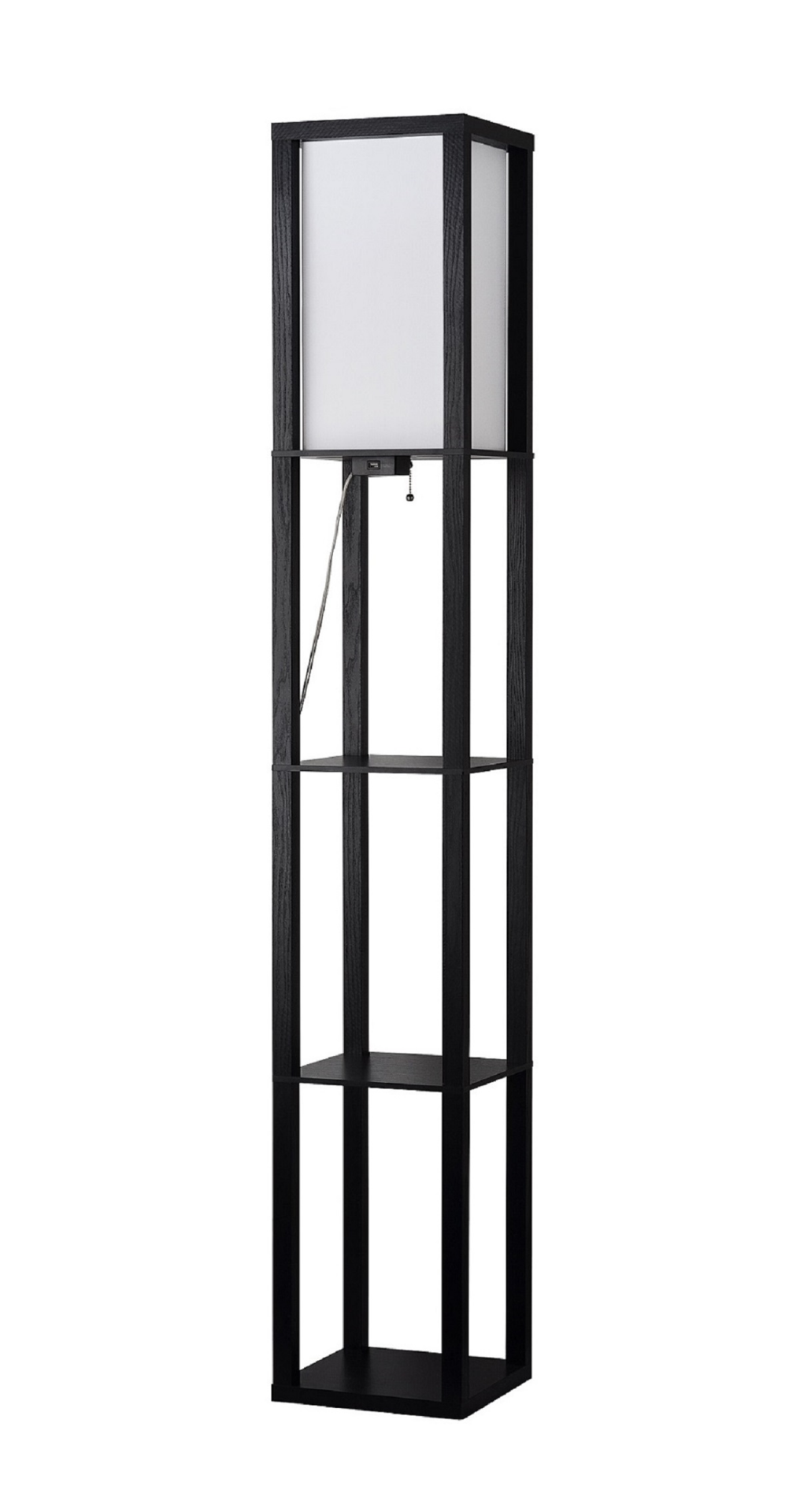 slide 3 of 4, ROOM & RETREAT Rr Shelf Floor Lamp Black With Usb Port 72 In, 72 in